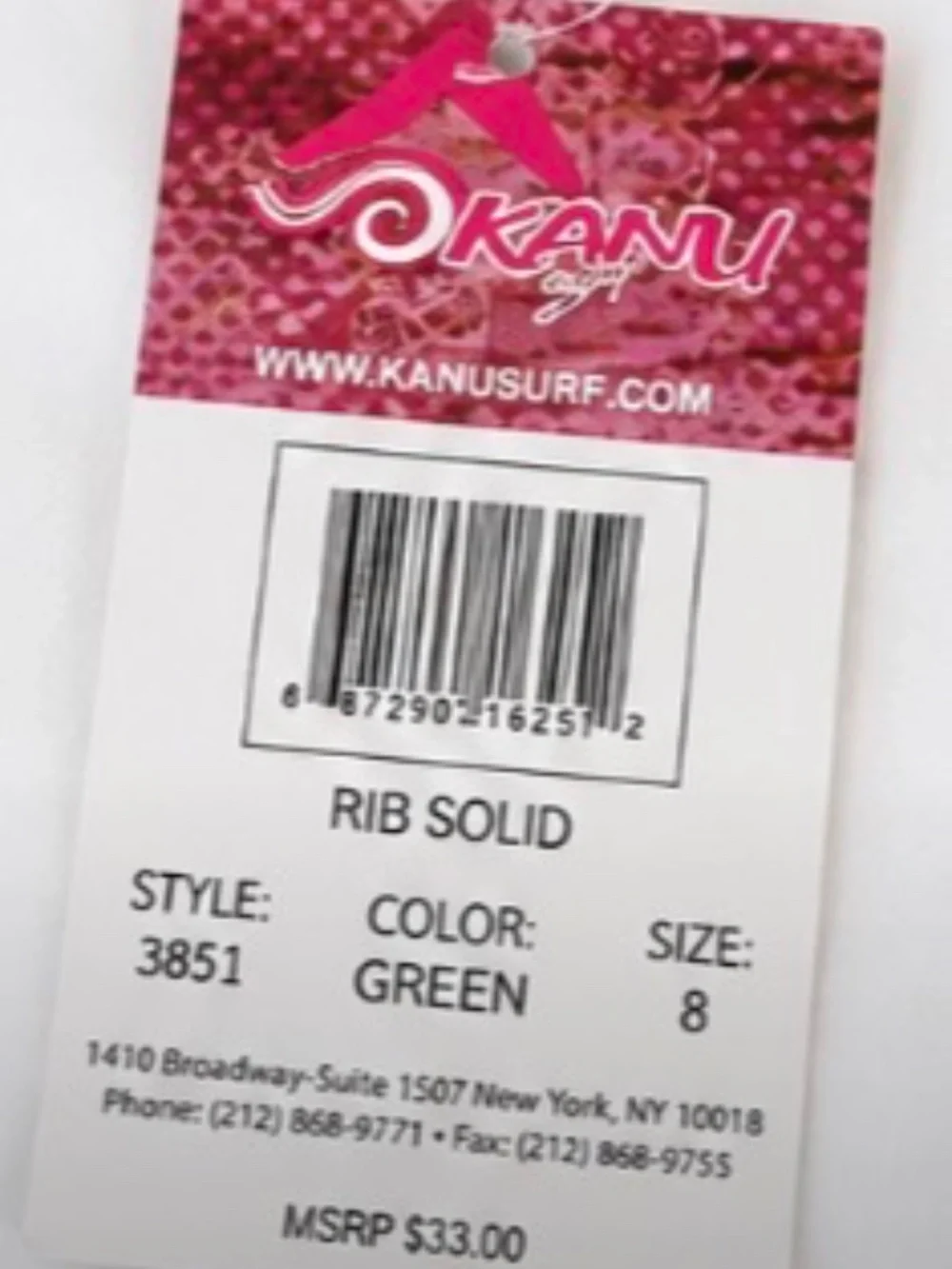 Kanu Surf Girls Ribbed Two-Piece Swimsuit – Green – Size 8 – NWT
